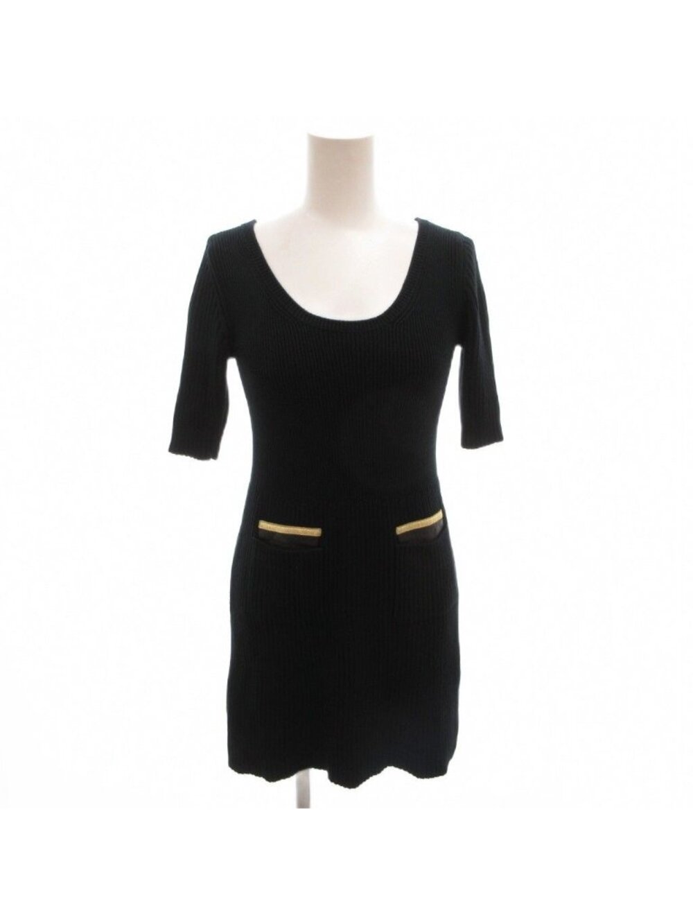Prada Knit Tunic Round Neck Cotton Short Sleeve Navy Sweater 38